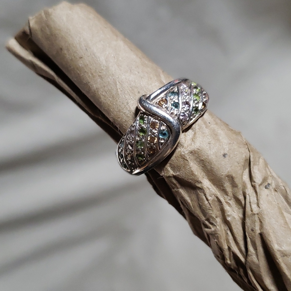.925 Silver and Pave crystal ring